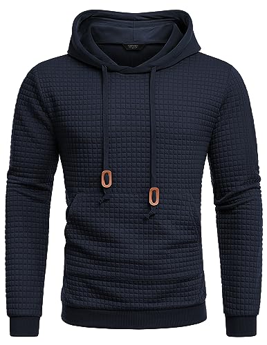 COOFANDY Kapuzenpullover Herren Hoody Mit Kapuze Hoodies Kordelzug Kängurutasche Hoody Herren mit Kapuze Sweatshirt Navy Blau XL von COOFANDY