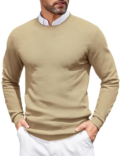 COOFANDY Pullover Herren Langarm Strickpullover Mit Rundhals Basic Herrenpullover Langarmpullover Warm Pulli Sweater Männer Knit Sweatshirt Khaki M COOFANDY Pullover Herren Langarm Strickpullover Mit Rundhals Basic Herrenpullover Langarmpullover Warm Pulli Sweater Männer Knit Sweatshirt Khaki M von COOFANDY