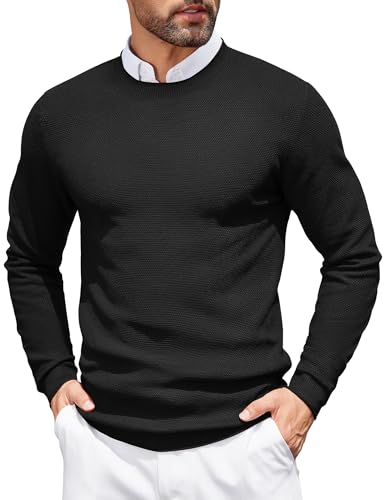 COOFANDY Pullover Herren Langarm Strickpullover Mit Rundhals Herrenpullover Sweater Warm Pullis Winterpullover Für Herren Sweatshirt Pullover Männer Schwarz XXL COOFANDY Pullover Herren Langarm Strickpullover Mit Rundhals Herrenpullover Sweater Warm Pullis Winterpullover Für Herren Sweatshirt Pullover Männer Schwarz XXL von COOFANDY