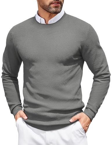 COOFANDY Pullover Herren Langarm Strickpullover Mit Rundhalsausschnitt Basic Herrenpullover Langarmpullover Warm Pulli Sweatshirt Männer Knit Sweater Grau XXL COOFANDY Pullover Herren Langarm Strickpullover Mit Rundhalsausschnitt Basic Herrenpullover Langarmpullover Warm Pulli Sweatshirt Männer Knit Sweater Grau XXL von COOFANDY
