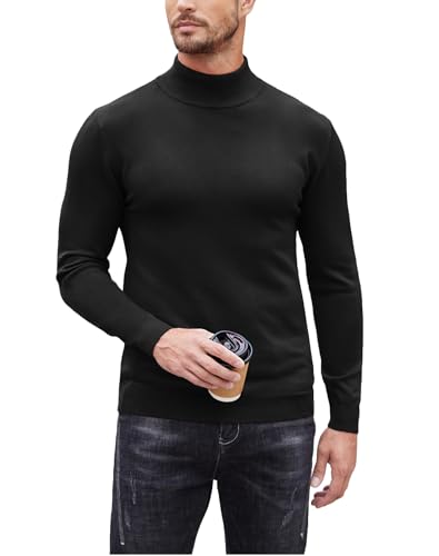 COOFANDY Pullover Herren Langarm Turtleneck Unterhemd Warm Slim Fit Freizeit Herren Winterpullover Schwarz S von COOFANDY
