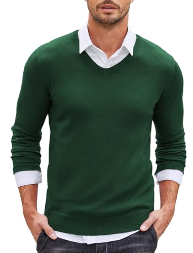 COOFANDY Pullover V Ausschnitt Herren Slim Fit Langarm Sweater Winter Männer Strickpullover PAT3 S von COOFANDY