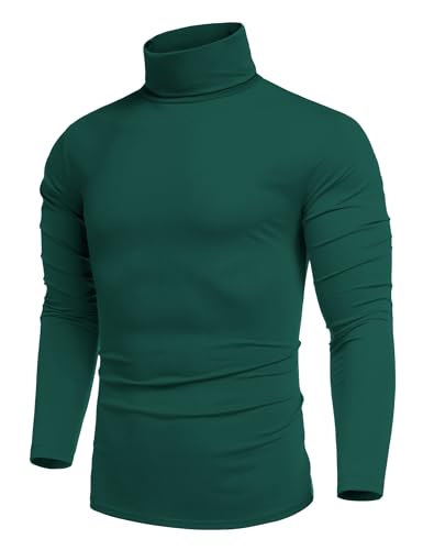 COOFANDY Herren Pullover Dunkelgrün - Rollkragen Pulli & Unterziehrolli Langarmsleeve von COOFANDY