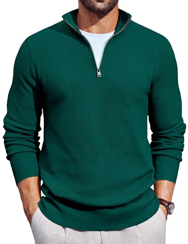 COOFANDY Pullover Herren Rollkragenpullover 1/4 Zip Neck Strickpullover Langarm Business Pullover Stehkragen Grün L COOFANDY Pullover Herren Rollkragenpullover 1/4 Zip Neck Strickpullover Langarm Business Pullover Stehkragen Grün L von COOFANDY