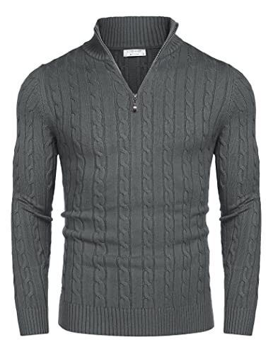 COOFANDY Pullover Herren Rollkragenpullover 1/4 Zip Neck Turtleneckpullover Feinstrick Sweater Winterpullover Warm Pulli Strickpullover Langarm Dunkelgrau M COOFANDY Pullover Herren Rollkragenpullover 1/4 Zip Neck Turtleneckpullover Feinstrick Sweater Winterpullover Warm Pulli Strickpullover Langarm Dunkelgrau M von COOFANDY