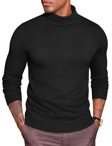 COOFANDY Pullover Herren Rollkragenpullover Rollkragenshirt Casual Rolli Slim fit Strickpullover Turtleneck Pullover Langarmshirts Winterpullover Schwarz M von COOFANDY