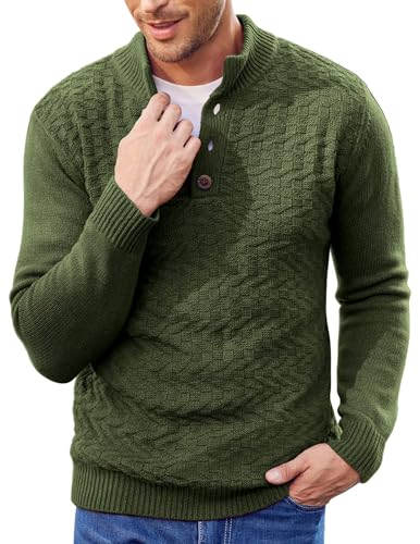 COOFANDY Pullover Herren Rollkragenpullover mit Knopfleiste Winterpullover Warm Strickpullover Rollkragenpulli Kragen Pullover Männer Pullover v Ausschnitt Armeegrün XL COOFANDY Pullover Herren Rollkragenpullover mit Knopfleiste Winterpullover Warm Strickpullover Rollkragenpulli Kragen Pullover Männer Pullover v Ausschnitt Armeegrün XL von COOFANDY