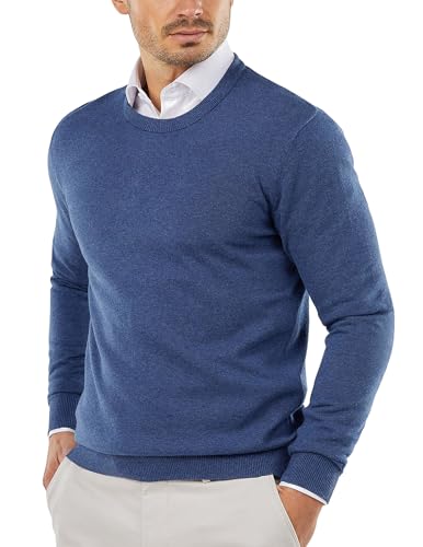 COOFANDY Pullover Herren Rundhals Business Strickpullover Männer Langarmshirt Pulli Office Sweatshirts Navyblau L von COOFANDY