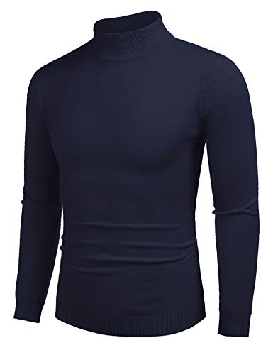 COOFANDY Pullover Rollkragen Herren Slim Fit Elegant Langarm Warm Freizeit Feinstrickpullover Navy Blau XXL COOFANDY Pullover Rollkragen Herren Slim Fit Elegant Langarm Warm Freizeit Feinstrickpullover Navy Blau XXL von COOFANDY