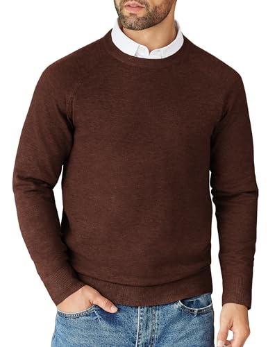 COOFANDY Pullover Herren Strickpullover Langarm Herrenpullover Rundhals Pullover Männer Pulli Regular Fit Warm Winterpullover Braun 3XL von COOFANDY