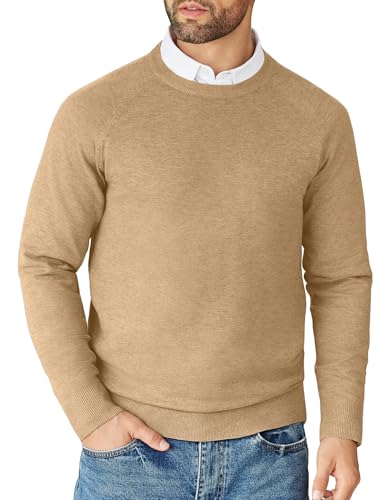 COOFANDY Pullover Herren Strickpullover Langarm Herrenpullover Winterpullover Business Pullover Dünner Pulli Casual Sweatshirt Beige XL von COOFANDY