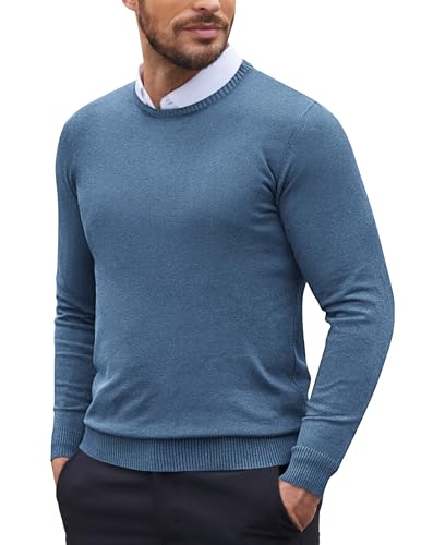 COOFANDY Pullover Herren Strickpullover Rundhals Herrenpullover Winter Warm Pulli Slim Fit Business Casual Pullover Basic Arbeitspullover Dunkelblau XXL von COOFANDY