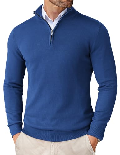 COOFANDY Pullover Herren Troyer Stehkragen Pullover Half Zip Rollkragenpullover mit Reißverschluss Winterpullover Slim Fit Pullis Strickpullover Marineblau M COOFANDY Pullover Herren Troyer Stehkragen Pullover Half Zip Rollkragenpullover mit Reißverschluss Winterpullover Slim Fit Pullis Strickpullover Marineblau M von COOFANDY
