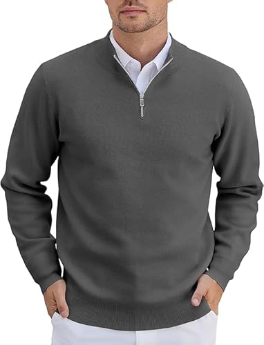 COOFANDY Pullover für Herren Half Zip Pullover Rollkragenpullover Strickpullover mit Reissverschluss Troyer Business Pulli Winterpullover Langarm Rollkragen Pulli Arbeitspullover Dunkelgrau 3XL COOFANDY Pullover für Herren Half Zip Pullover Rollkragenpullover Strickpullover mit Reissverschluss Troyer Business Pulli Winterpullover Langarm Rollkragen Pulli Arbeitspullover Dunkelgrau 3XL von COOFANDY