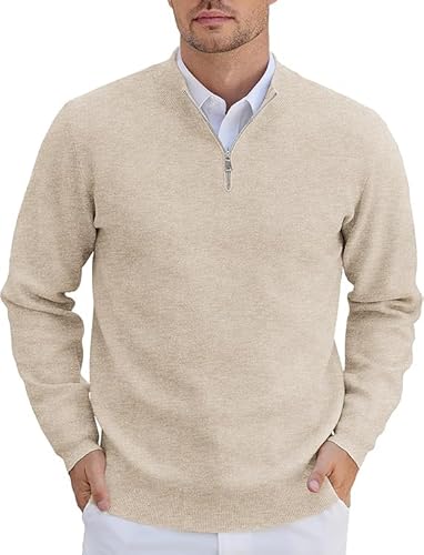 COOFANDY Pullover für Herren Half Zip Pullover Rollkragenpullover Strickpullover mit Reissverschluss Troyer Business Pulli Winterpullover Langarm Rollkragen Pulli Arbeitspullover Hell Khaki S COOFANDY Pullover für Herren Half Zip Pullover Rollkragenpullover Strickpullover mit Reissverschluss Troyer Business Pulli Winterpullover Langarm Rollkragen Pulli Arbeitspullover Hell Khaki S von COOFANDY