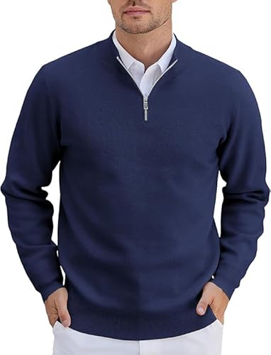 COOFANDY Pullover für Herren Half Zip Pullover Rollkragenpullover Strickpullover mit Reissverschluss Troyer Business Pulli Winterpullover Langarm Rollkragen Pulli Arbeitspullover Navy Blau L COOFANDY Pullover für Herren Half Zip Pullover Rollkragenpullover Strickpullover mit Reissverschluss Troyer Business Pulli Winterpullover Langarm Rollkragen Pulli Arbeitspullover Navy Blau L von COOFANDY