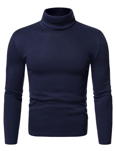 COOFANDY Pullover für Herren Rollkragenpullover Winter Pullover Casual Business Pulli Sweater Slim Fit Rollkragenpulli Elastisch Warm Dunkelblau S von COOFANDY