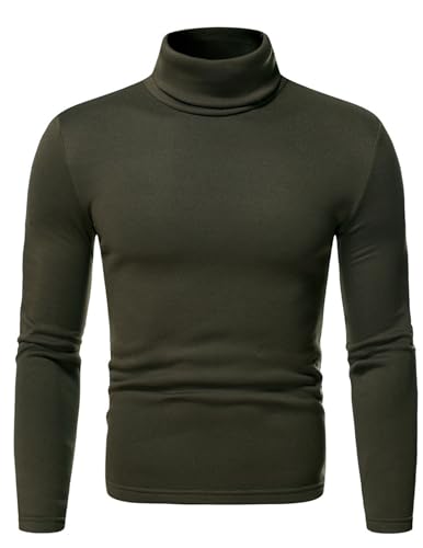 COOFANDY Pullover für Herren Rollkragenpullover Winter Pullover Casual Business Pulli Sweater Slim Fit Rollkragenpulli Elastisch Warm Grün XL von COOFANDY