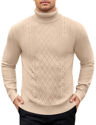 COOFANDY Pullover für Herren Rollkragenpullover Winterpullover mit Kragen Pullover Dünn Sweater Turtleneck Strickpullover Rollkragenpulli Beige XXL COOFANDY Pullover für Herren Rollkragenpullover Winterpullover mit Kragen Pullover Dünn Sweater Turtleneck Strickpullover Rollkragenpulli Beige XXL von COOFANDY