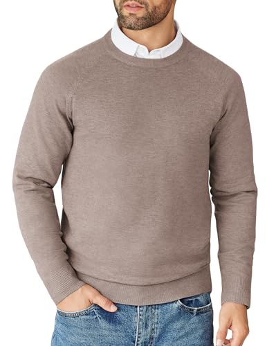COOFANDY Pullover für Herren Strickpullover Langarm Feinstrickpullover Business Pullover Einfarbig Basic Herrenpullover Crewneck Sweatshirt Mondgrau XXL von COOFANDY