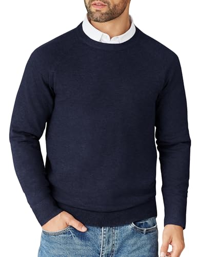 COOFANDY Pullover Herren Strickpullover Langarm Herrenpullover Winterpullover Dünner Business Pullover Regular Fit Arbeitspullover Navy Blau S von COOFANDY