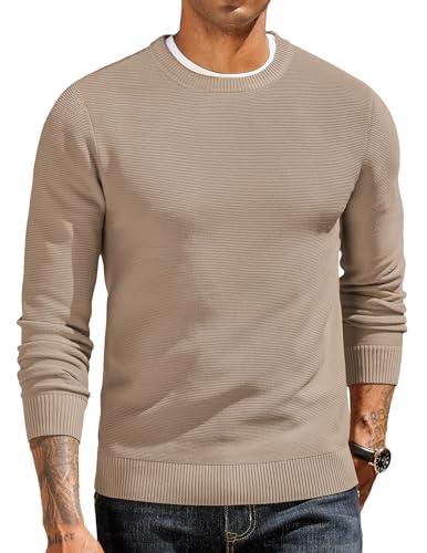 COOFANDY Pullover für Herren Strickpullover mit Rundhalsausschnitt Pulli Casual Business Pullover Männer Rundhals Feinstrickpullover Langarm Herrenpullover Crewneck Sweater Khaki M COOFANDY Pullover für Herren Strickpullover mit Rundhalsausschnitt Pulli Casual Business Pullover Männer Rundhals Feinstrickpullover Langarm Herrenpullover Crewneck Sweater Khaki M von COOFANDY