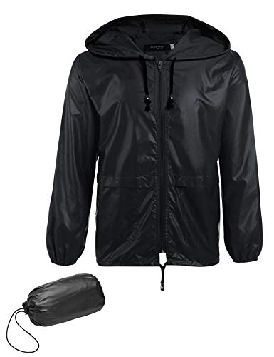COOFANDY Regenjacke Herren Leicht Regen Jacke Faltbarer Regenmantel mit Kapuze Outdoor Jacke Wasserdicht Windbreaker Fahrrad Regenkleidung mit Kapuze Schwarz 3XL COOFANDY Regenjacke Herren Leicht Regen Jacke Faltbarer Regenmantel mit Kapuze Outdoor Jacke Wasserdicht Windbreaker Fahrrad Regenkleidung mit Kapuze Schwarz 3XL von COOFANDY