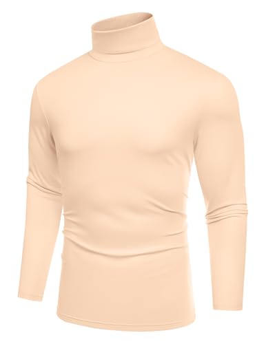 COOFANDY Rollkragen Herren Langarm Rollkragenshirt Rollkragenpullover Casual Slim Fit Langarmshirt Elastisch Basic Pullover Fleischfarbe M von COOFANDY