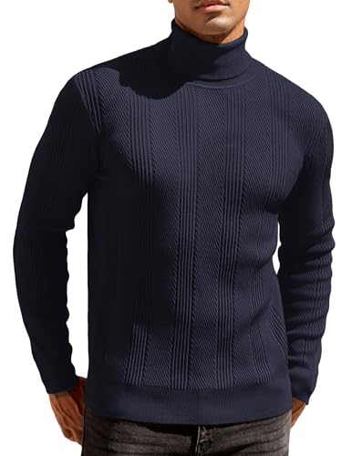 COOFANDY Rollkragen Pullover für Herren Slim Fit Strickpullover Rollkragenpulli Freizeit Business Pullover Turtleneck Sweater Pulli Winterpullover Blauviolett XL von COOFANDY