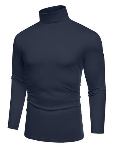 COOFANDY Rollkragenpullover Herren Dünn Rollkragenshirt Rolli Langarm Unterziehrolli Longsleeve Slim Fit Turtleneck Top für Herren Rollkragen T-Shirt Blau Lila 3XL von COOFANDY