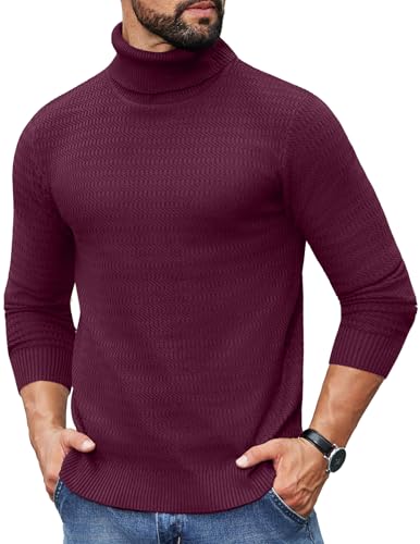 COOFANDY Rollkragenpullover Herren Langarm Feinstrick Pullover Freizeit Turtleneck Sweater Basic Einfarbig Winter Pulli Rot M COOFANDY Rollkragenpullover Herren Langarm Feinstrick Pullover Freizeit Turtleneck Sweater Basic Einfarbig Winter Pulli Rot M von COOFANDY