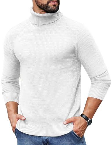 COOFANDY Rollkragenpullover Herren Langarm Feinstrick Pullover Freizeit Turtleneck Sweater Basic Einfarbig Winter Pulli Weiß XL COOFANDY Rollkragenpullover Herren Langarm Feinstrick Pullover Freizeit Turtleneck Sweater Basic Einfarbig Winter Pulli Weiß XL von COOFANDY