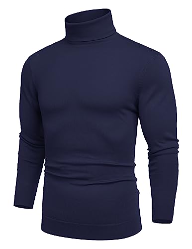 COOFANDY Rollkragenpullover Herren Pullover Langarm Strickpullover Pulli Longsleeve Rollkragenshit Rollkragenpulli Winterpullover Arbeitspullover Langarmshirt Blau Lila 3XL von COOFANDY