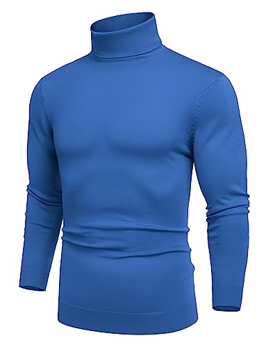 COOFANDY Rollkragenpullover Herren Pullover Langarm Strickpullover Pulli Longsleeve Rollkragenshit Rollkragenpulli Winterpullover Strickpulli Langarmshirt Blau XXL von COOFANDY