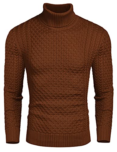 COOFANDY Rollkragenpullover Herren Pullover Strickpullover Turtleneck Longsleeve Sweater Winter Pullover Rolli Herren Langarm Rollkragen Pulli Winter Warm Oberteile Rote Bronze M von COOFANDY