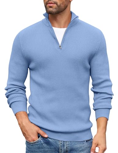 COOFANDY Rollkragenpullover Herren Pullover Troyer Half Zip Pullover Winterpullovert Strickpullover Arbeitspullover Rollkragen Pulli Regular Fi Graublau 3XL COOFANDY Rollkragenpullover Herren Pullover Troyer Half Zip Pullover Winterpullovert Strickpullover Arbeitspullover Rollkragen Pulli Regular Fi Graublau 3XL von COOFANDY