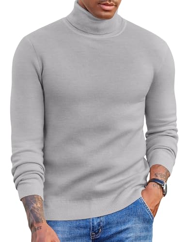 COOFANDY Rollkragenpullover Herren Pullover Turtleneck Fleece Pullover Warm Strickpullover Slim Fit Winterpullover Arbeitpullover Winter Langarmshirt Hellgrau S COOFANDY Rollkragenpullover Herren Pullover Turtleneck Fleece Pullover Warm Strickpullover Slim Fit Winterpullover Arbeitpullover Winter Langarmshirt Hellgrau S von COOFANDY