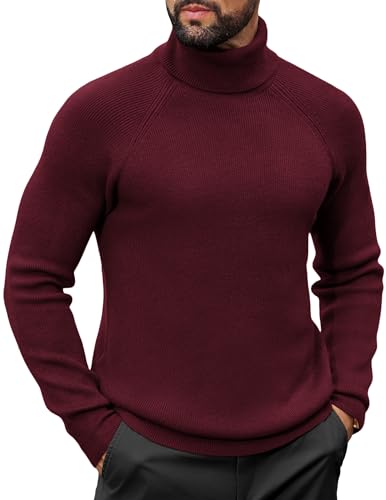 COOFANDY Rollkragenpullover Herren Pullover Turtleneck Strickpullover Stehkragenpullover Winter Rollkragenpulli Arbeitspullover Slim Fit Warm Langarmshirt Weinrot L COOFANDY Rollkragenpullover Herren Pullover Turtleneck Strickpullover Stehkragenpullover Winter Rollkragenpulli Arbeitspullover Slim Fit Warm Langarmshirt Weinrot L von COOFANDY