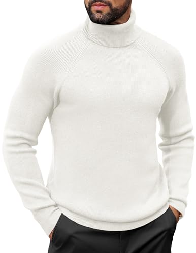 COOFANDY Rollkragenpullover Herren Pullover Turtleneck Strickpullover Stehkragenpullover Winter Rollkragenpulli Arbeitspullover Slim Fit Warm Langarmshirt Weiß M COOFANDY Rollkragenpullover Herren Pullover Turtleneck Strickpullover Stehkragenpullover Winter Rollkragenpulli Arbeitspullover Slim Fit Warm Langarmshirt Weiß M von COOFANDY