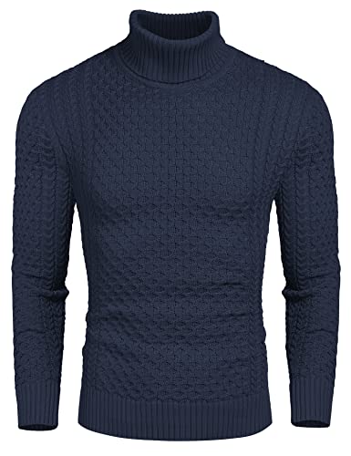 COOFANDY Rollkragenpullover Herren Strickpullover Rollkragen Pullover Rollkragenpulli Sweatshirt Feinstrick Sweater Turtle Neck Solid Winter Warme Rolli Pulli Navy blau L COOFANDY Rollkragenpullover Herren Strickpullover Rollkragen Pullover Rollkragenpulli Sweatshirt Feinstrick Sweater Turtle Neck Solid Winter Warme Rolli Pulli Navy blau L von COOFANDY