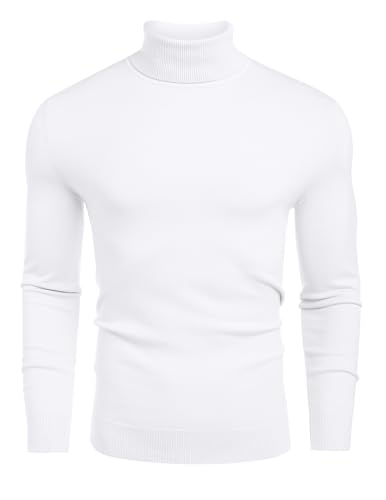 COOFANDY Rollkragenpullover Herren Turtleneck Strickpullover Feinstrick Basic Pullover Regular fit Rollkragenshirt Weiß S COOFANDY Rollkragenpullover Herren Turtleneck Strickpullover Feinstrick Basic Pullover Regular fit Rollkragenshirt Weiß S von COOFANDY