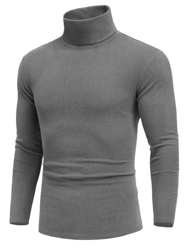 COOFANDY Rollkragenpullover Herren Winterpullover Rollkragenshirt Pullover Rollkragen Thermo Langarmshirt Hellgrau XXL von COOFANDY