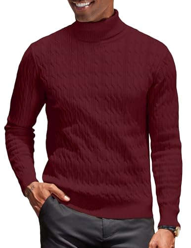 COOFANDY Rollkragenpullover Herren Zopfmuster Strickpullover Turtleneck Herren Rollkragenpulli Slim Fit Feinstrick Rollkragenshirt Winterpullover Business Pullover Weinrot S COOFANDY Rollkragenpullover Herren Zopfmuster Strickpullover Turtleneck Herren Rollkragenpulli Slim Fit Feinstrick Rollkragenshirt Winterpullover Business Pullover Weinrot S von COOFANDY
