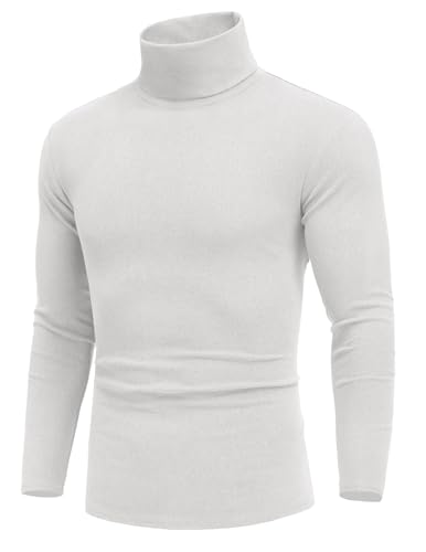 COOFANDY Rollkragenpullover Rollkragen Herren Rollkragenshirt Warmer Pullover Turtleneck Unterziehrolli Weiß XXL von COOFANDY