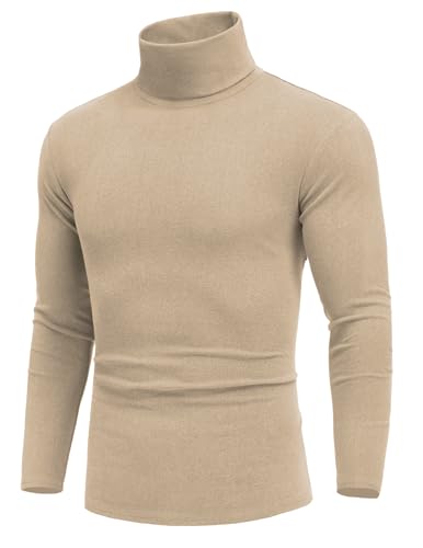 COOFANDY Rollkragenpullover Rollkragen Herren Warmer Pullover Turtleneck Herren Thermo Langarmshirt Khaki M von COOFANDY