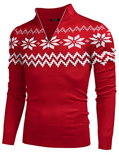 COOFANDY Rollkragenpullover ViertelreißVerschluss Stehkragen Troyer Pullover Rollkragen Herren Stricktroyer Lässiger Strickpullover Langarm Casual Strick Sweater Weihnachten XXL von COOFANDY