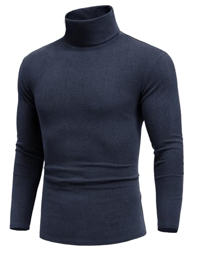 COOFANDY Rollkragenshirt Herren Dicker Pullover Rollkragenpullover Herren Slim Fit Thermo Unterhemd Persisches Blau 3XL von COOFANDY