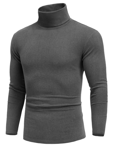 COOFANDY Rollkragenshirt Herren Pullover Rollkragen Männer Rollkragenpulli Unterziehrolli Langarmshirt Grau S von COOFANDY
