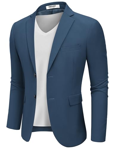 COOFANDY Sakko Herren Blazer Sportlich Freizeit Anzugjacken für Herren Business Regular Fit Jackett Sommer Blau S von COOFANDY