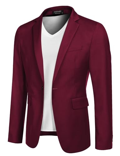 COOFANDY Sakko Herren Einfarbig Blazer Modern Anzugjacke Anzug-Sakko Modern Jackett für Männer Anzug Hochzeit & Business Alltag Anzug-Jackett Dunkelrot 2XL von COOFANDY